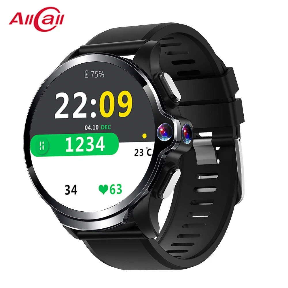 Оригинальные Смарт-часы Allcall Awatch GT 4G, 3 ГБ, 32 ГБ, 1260 мА/ч, с аккумулятором, 1,6 дюйма, с двойной камерой, с функцией распознавания лица, водонепроницаемые Смарт-часы
