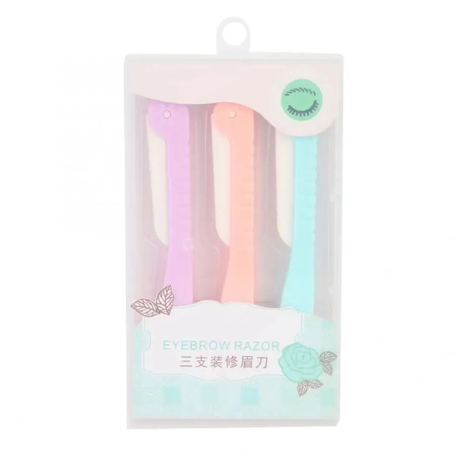 3pcs/Set Portable Mini Folding Eyebrow Trimmer Eyebrow Razors Hair Removal Tool Makeup Accessory