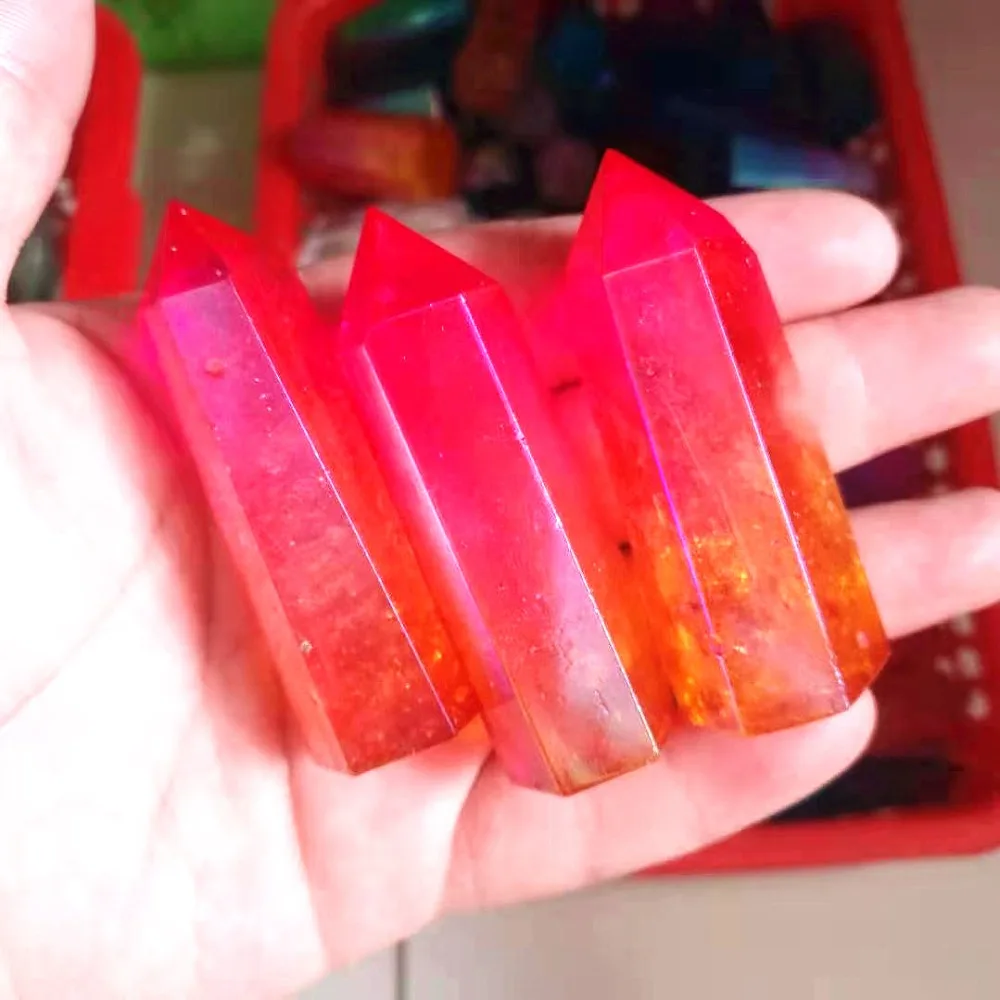 Natural aura quartz crystal wand point kristallen mineralen gemstones gode spiritual healing decoracion hogar moderno
