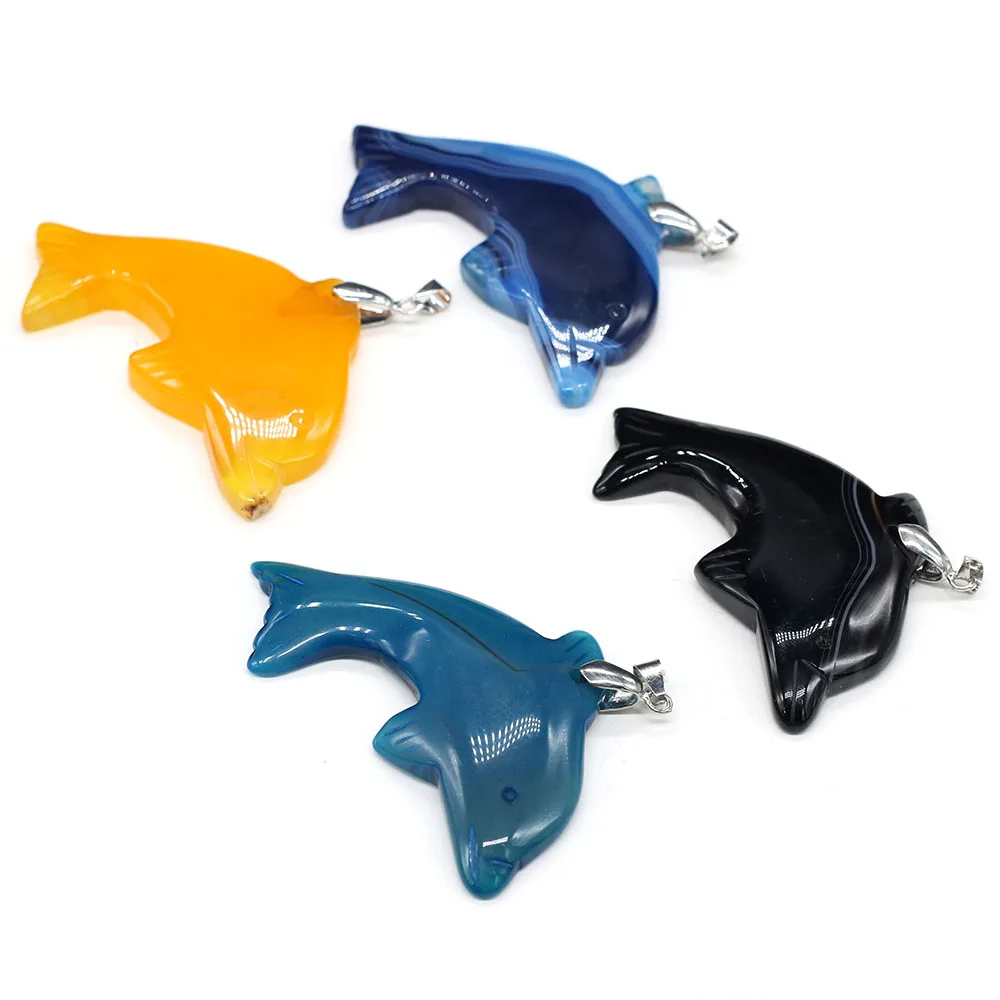 Подвеска из натурального камня в форме дельфина агата Шарм для изготовления