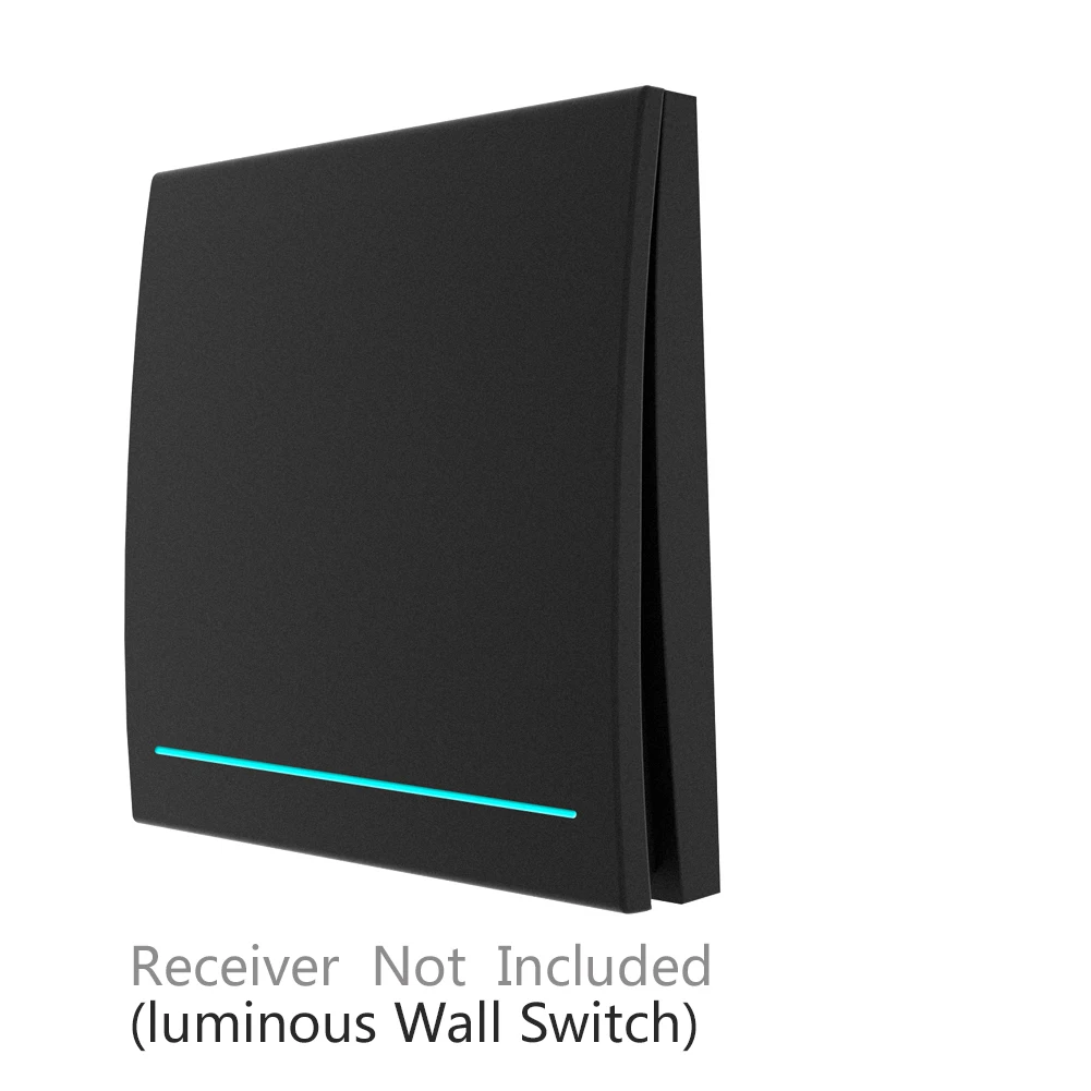 1gang luminous black 433 МГц беспроводной смарт-переключатель Радиочастотный пульт дистанционного управления приемник кнопочное управление Лер настенная панель передатчик, 2/3 способа мульти-управления - Color: 1gang luminous black