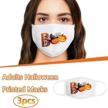 

3pcs Adult Face Mask Unisex Halloween Printed Washable Fabric Facial Mask Fashion Protective Mascarilla Reutilizable Маски#YL5