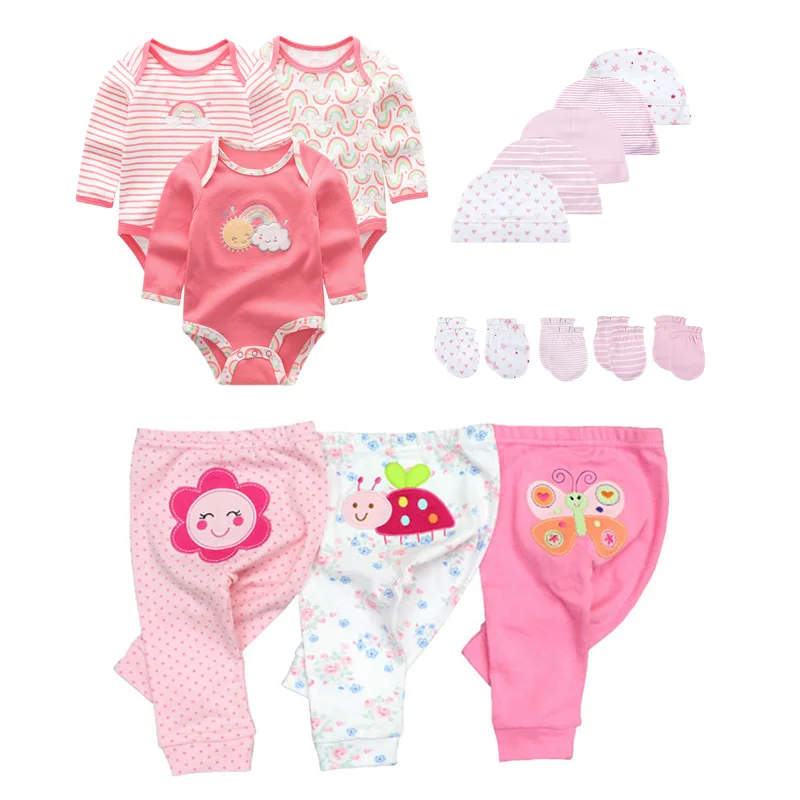 baby's complete set of clothing Newborn 16/18PCS Baby Boy Clothes Sets Cotton Solid Baby Girl Clothes Bodysuits+Pants+Gloves+Hats Cartoon Trousers Ropa Bebe Baby Clothing Set expensive Baby Clothing Set