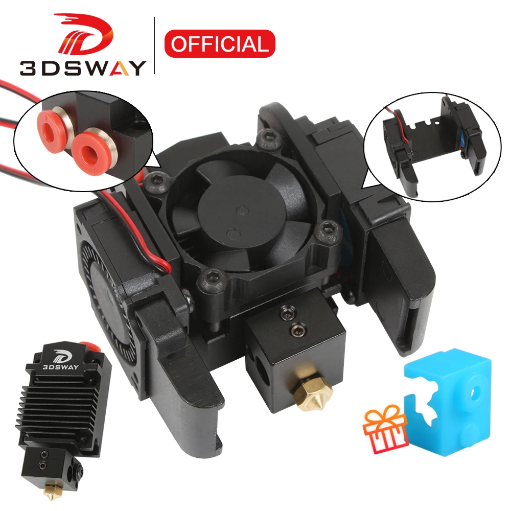 3DSWAY 2 in 1 out Dual Extruder Hotend Switch Color Bowen Multi-extrusion J-head Cooling Fan Bracket Kit 3D Pritnter Accessories xcr 3d printer parts 2in1 out hotend extruder fan mounting bracket 12v 24v dc 3010mm cooling fan holder external base extension