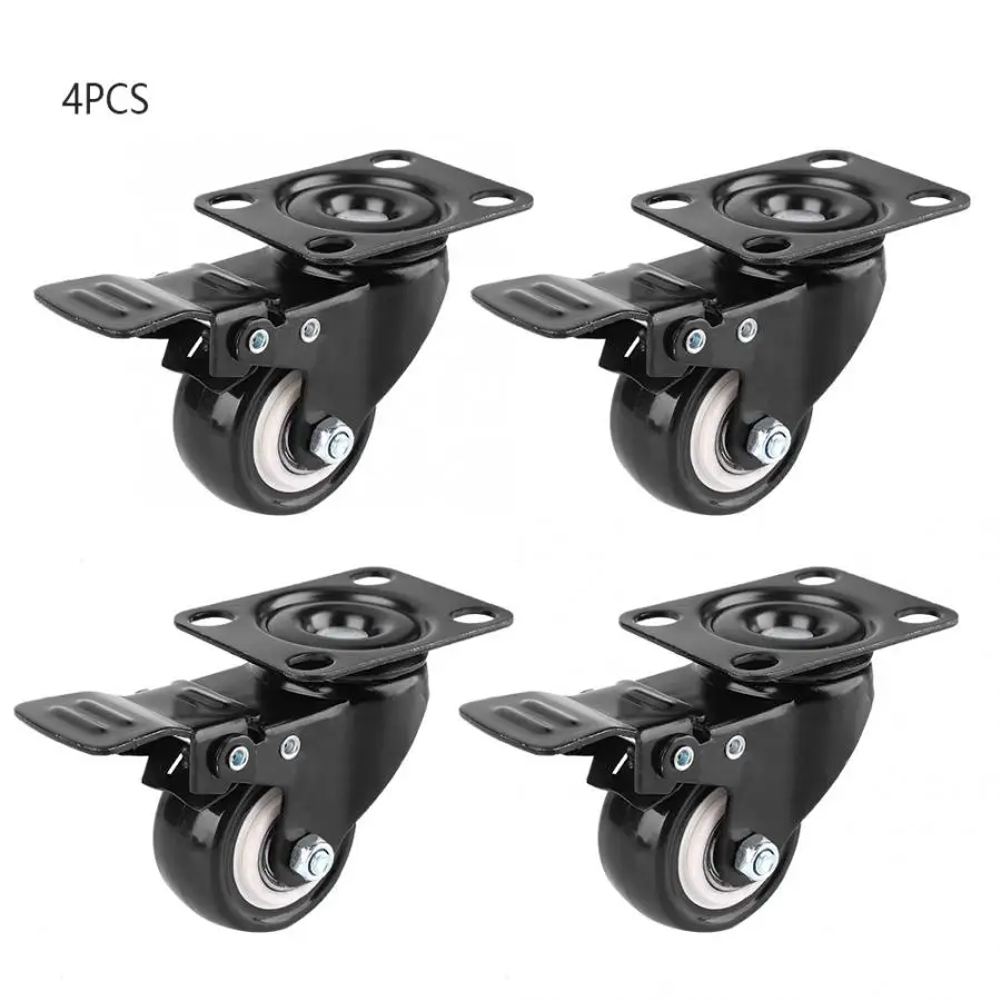 

4 Pcs 2" Caster Wheels Swivel Plate Total Lock Brake Black for Trailer Swivel Wheels
