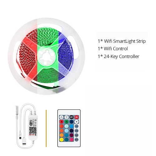 RGB светодиодный wifi ленточный светильник SMD 2835 5 м RGB лента DC12V/24 В ленточный диодный светодиодный светильник Гибкая полоса лампа ИК wifi контроллер - Цвет: Set 1 Without Power