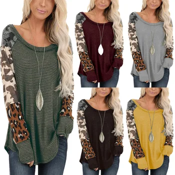 

clothing OWLPRINCESS 2019 Spring New Model Women's Crew-Neck Long-Sleeve Top Stitching T-shirt Blouse