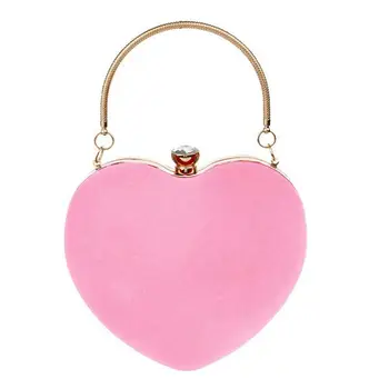 

Women Girls Heart Shape Handbag Evening Party Tote Purse(Pink)