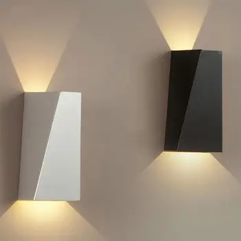 

Modern LED Wall Lamp Trapezoid Up Down Lighting Sconce Outdoor Decorated Corridor Light White/Black