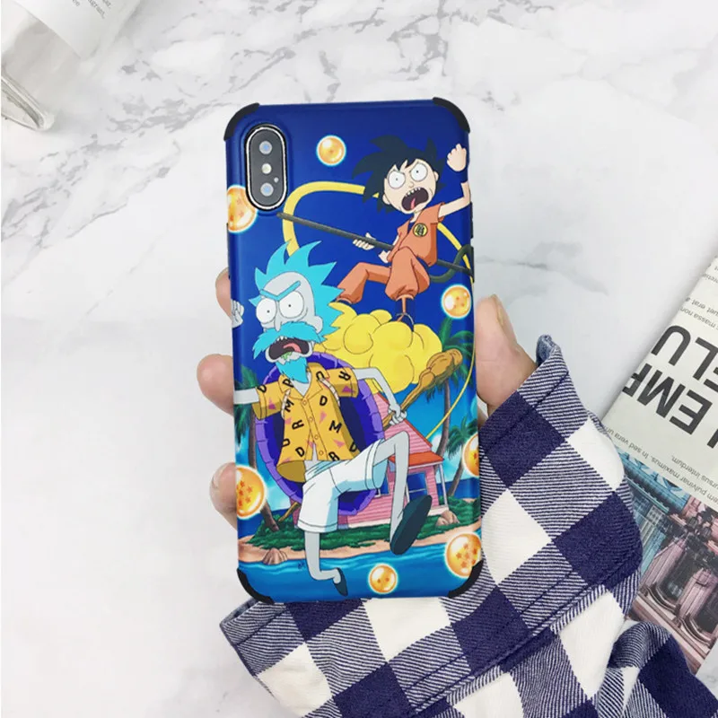 Cartoon rick and morty Dragon Ball z goku Funny cute Phone case silicone cover for coque iPhone 7 7 Plus 8 Plus X XR xs max case