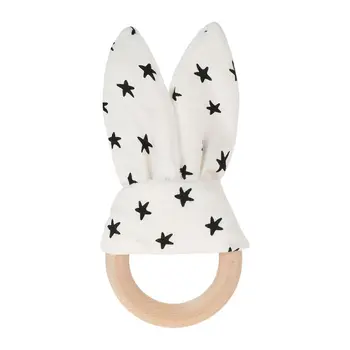 

Baby Teether Beech Wooden Ring Teething Rattles Chew Play Gym Montessori Toy G99C