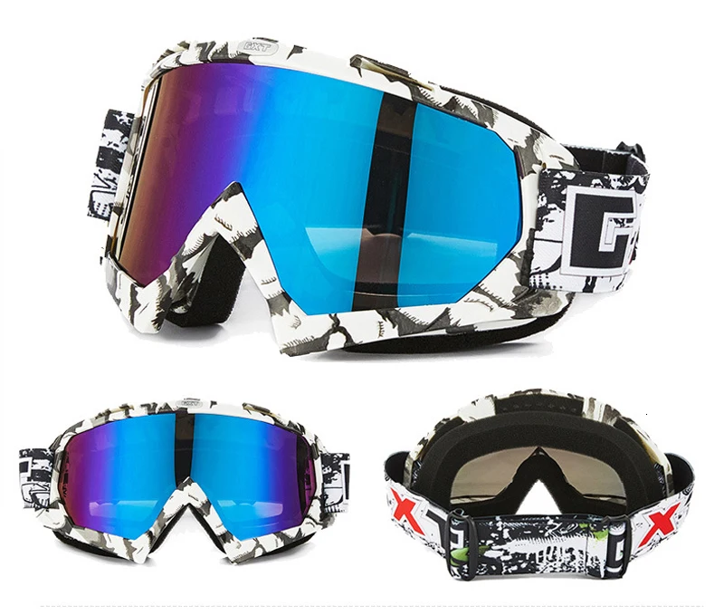 GXT Multi Lens Snowmobile Ski Goggles Sunglasses UV 400 Snowboard Skiing Glasses Windproof Motocross Mask Helmet off road myopic