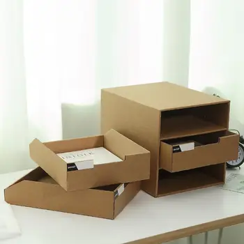 

1pc Paper Desktop Storage Box File Cabinet Desk File File Multi-layer Box Finishing Box Storage Standing Storage Drawers V1B3