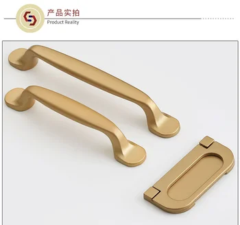 European Style Matte Gold Cabinet Handles Solid Aluminum Alloy Kitchen Cupboard Pulls Drawer Knobs Furniture Handle Hardware