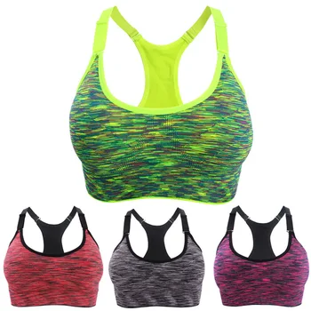 

Women Fitness Bra for Running Gym Adjustable Spaghetti Straps Padded Top Seamless Bralette Top Athletic Vest Size S M L