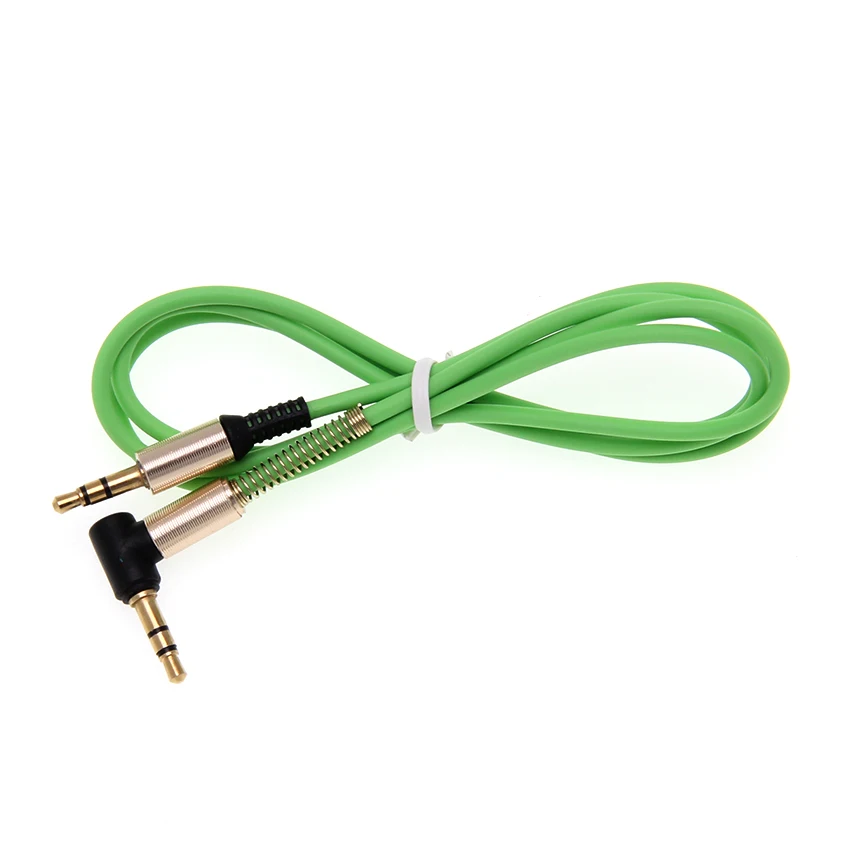 3 5mm Spring Audio Cable Jack Male to Male 90 Degree Right Angle Speaker Line Aux Cord For Car Headphone MP3 4 PC Phones