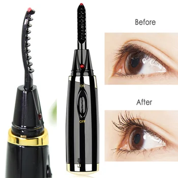 

Portable Electric Heated Eyelash Curler Long-Lasting Electric Ironing Eyelash Curler Eye Makeup Beauty Cosmetics Black White New
