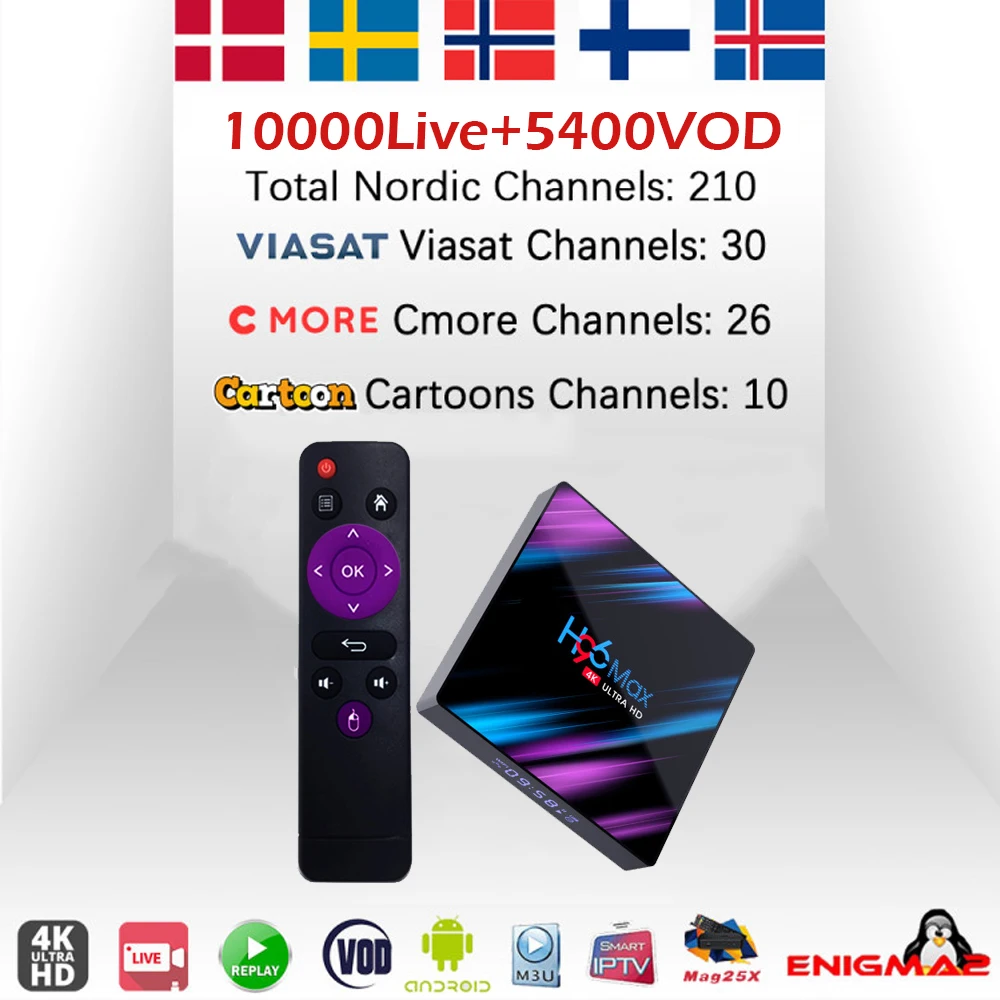 

H96MAX Android 9.0 RK3318 TV box+ World IPTV Nordic Europe Sweden Dutch Turkey Israel IPTV m3u 4K HD 4G64G Dual Wifi set top box