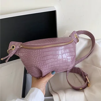 

Crocodile Pattern Small PU Leather Fanny Packs For Women 2020 Chain Belt Bag Waist Packs Female Phone Purses Chest Bags