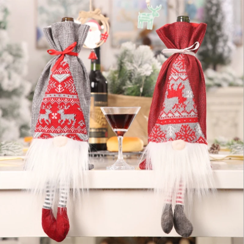 4Pcs Wine Bottle Cover Christmas Wine Bottle Dust Cover Christmas Wine Bottle Bag Gift Bags Decorations New Years Decor Xmas Din