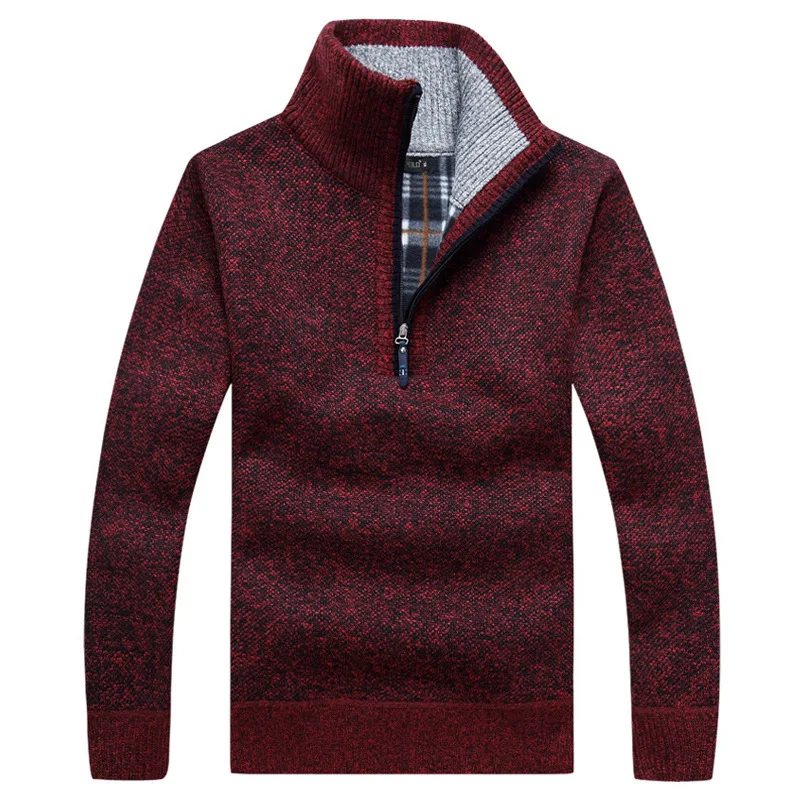 Autumn Men's Thick Warm Knitted Pullover Solid Long Sleeve Turtleneck Sweaters Half Zip Warm Fleece Winter Coat Comfy Clothing Autumn Men's Thick Warm Knitted Pullover Solid Long Sleeve Turtleneck Sweaters Half Zip Warm Fleece Winter Coat Comfy Clothing