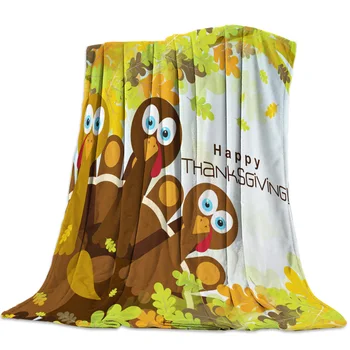 

Turkey Leaves Green Yellow Mouth Eyes Throw Blanket Sofa Bed Throw Blanket Kid Adult Warm Blanket for Beds Coral Fleece Fabric