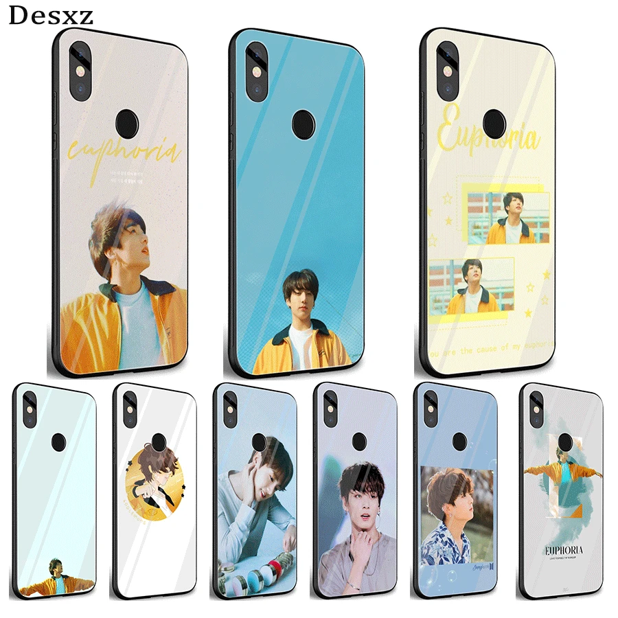 

Mobile Phone Glass Case For Xiaomi Note 5 6 7 Pro F1 A1 A2 4X 5X 6X 9 Cover TPU Euphoria Jungkook Bangtan Boys Shell