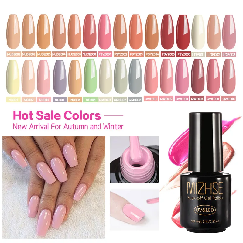 MIZHSE Gel Polish Pure Colors Primer Gel Varnish Esmalte Permanente UV