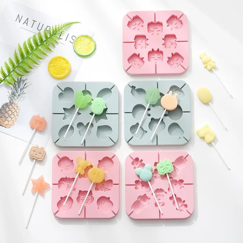 

Spot handmade chocolate lollipop mold silicone children's cartoon diy homemade soft candy mold