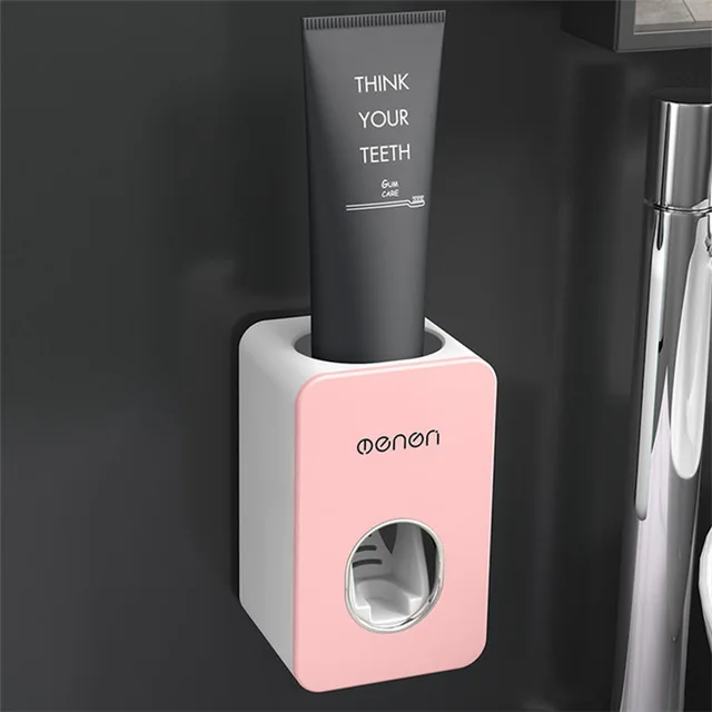 Pink Extruder Держатель для зубных щеток, автоматический диспенсер для зубной пасты, соковыжималка для ванной комнаты, стойка для хранения, настенное крепление, наборы аксессуаров для ванной комнаты - Цвет: Pink Extruder