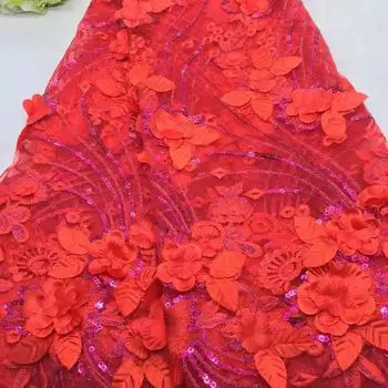 

3D lace fabric African tulle lace fabric high quality net french lace fabric for Nigerian wedding party dress 5yards / pcs