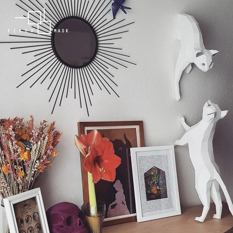 Inswind скандинавские домашние настенные украшения для кошек, простые бумажные художественные поделки ручной работы, креативное украшение интерьера, подарок, домашний декор, аксессуары