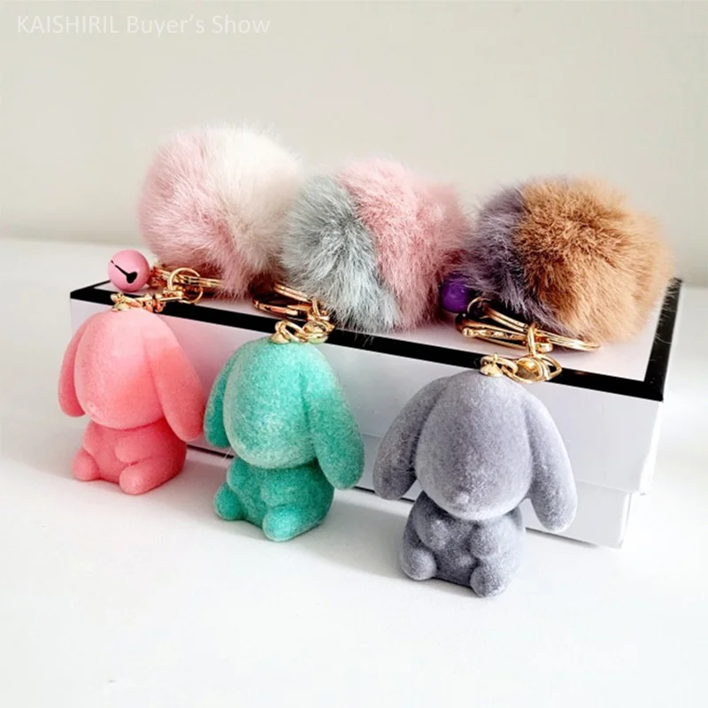 Cute Heart Pompom Keychain Charms Pearl Tassel Fluffy Flush Faux Rabbit Fur Key  Chains for Women Girl Heart Bag Charms Pendant - AliExpress