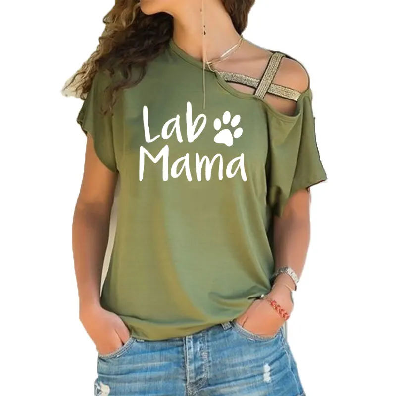 Lab Mom Lab Mama Labrador Retriever рубашка с буквенным принтом женская Повседневная футболка Милая любимая безразмерная футболка с перекрещивающимися полосками - Цвет: 5