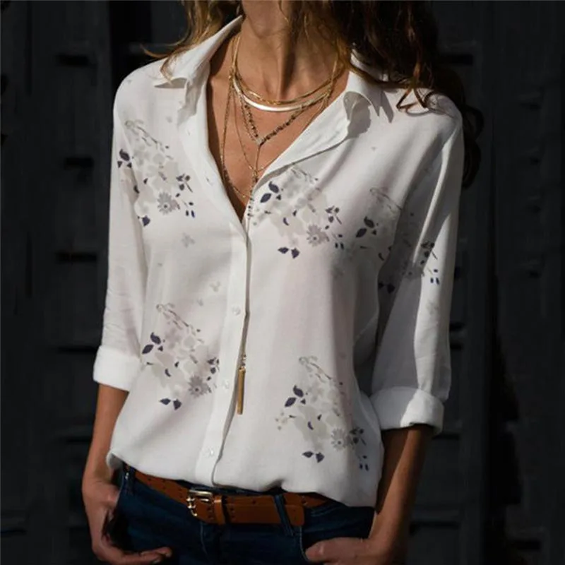 

Fashion Women Shirt Blouses Tops Button Leopard Floral Printed Casual Ladies Shirt Blouse Autumn Long Sleeve Female Tops Chemise