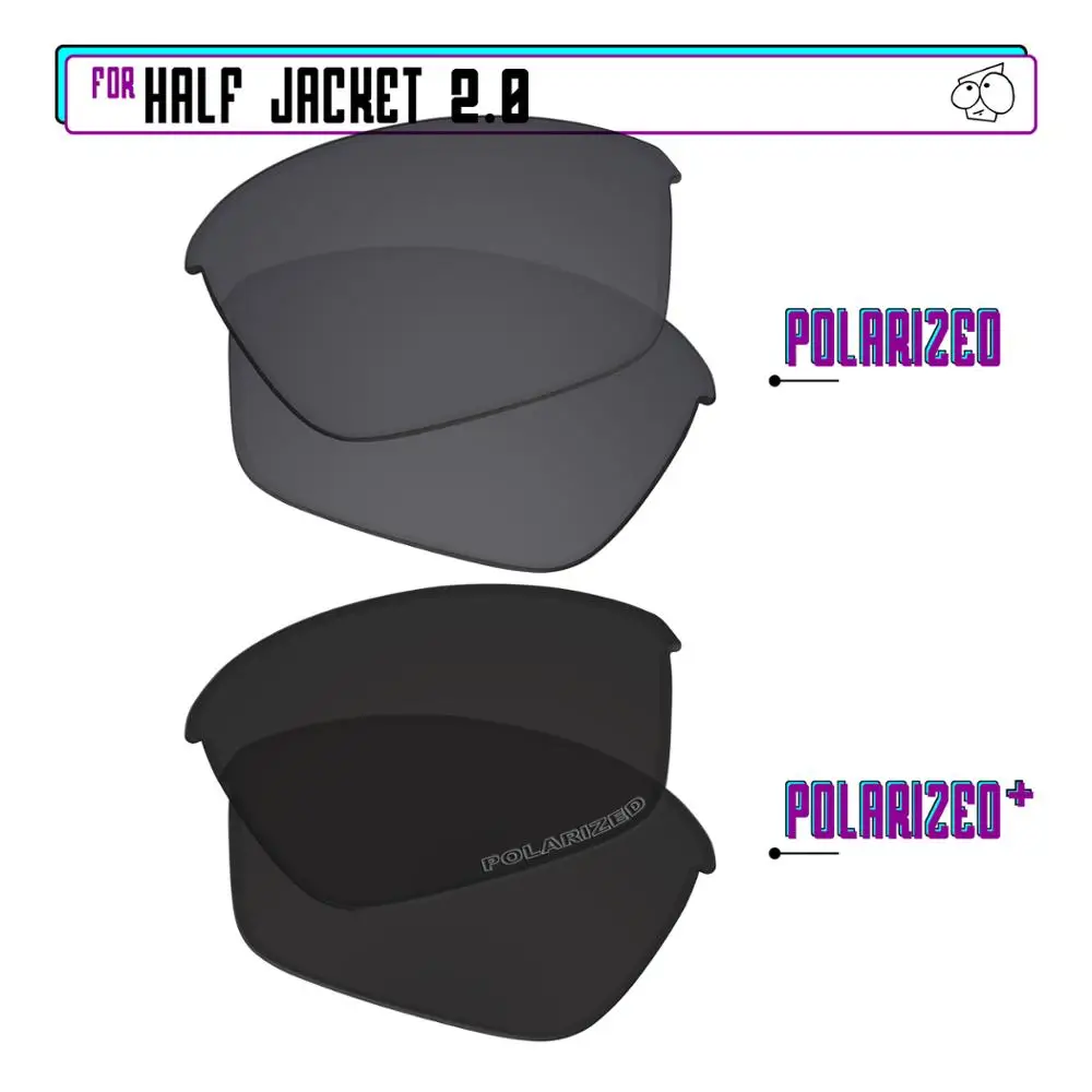 

EZReplace Polarized Replacement Lenses for - Oakley Half Jacket 2.0 Sunglasses - BlackP Plus-BlackIRP