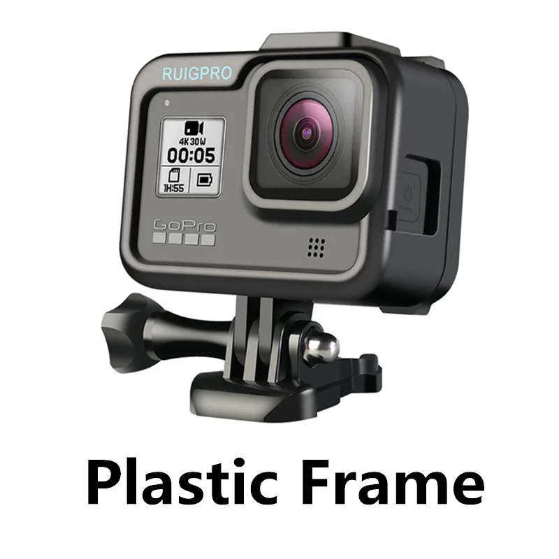 Go pro 8 record ветровое стекло рамка силиконовый чехол Закаленное стекло пленка Водонепроницаемый Чехол Сумка для фильтра для Gopro hero 8 Черные Аксессуары - Цвет: Plastic Frame