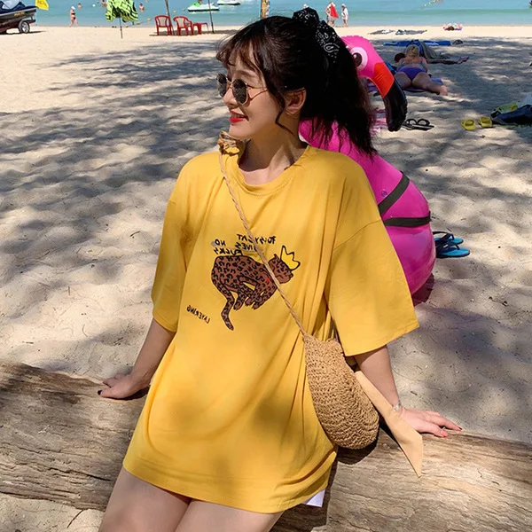 

Photo Shoot 6535/2019 Short Sleeve T-shirt Women's Loose-Fit Harajuku BF Style INS Short Sleeve Versatile Tops Fashion