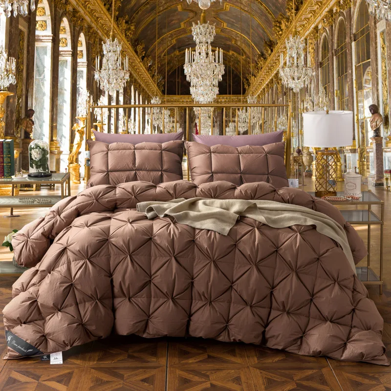 Роскошное розовое теплое одеяло зимнее гусиное/утиное пуховое одеяло с наполнителем с Королевской королевой Твин Размер - Цвет: 1