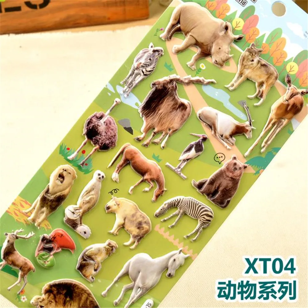 1 шт. 3D Животные наклейки s игрушки для детей животные Тигр Лев наклейка динозавра мультфильм детский штамп