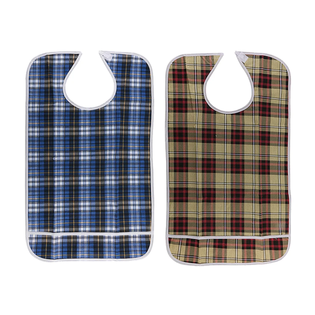 2 Pcs Large Reusable Clothing Protector Waterproof Adult Bibs Keeps Mealtime Neat for Elder Disability Patient Eating Drinking