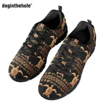 

Doginthehole Hawaiian Tribal Women's Sneakers Confortable Female Mesh Casual Footwear Sea Turtle Polynesian 3D Print Flats