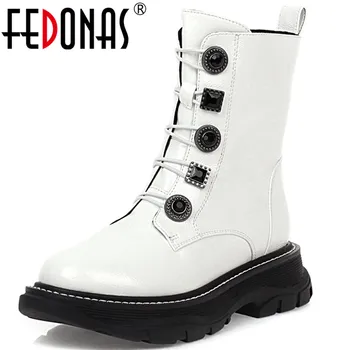 

FEDONAS Female Heels Autumn Winter Cross Tied Ankle Boots Platform Winter Warm Boots Ladies Fashion Working Casual Shoes Woman