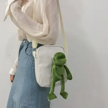 

Z Fashion Cute Canvas Crossbody Bag Shoulder Bag Novel Trend Frog Doll Messenger Bag