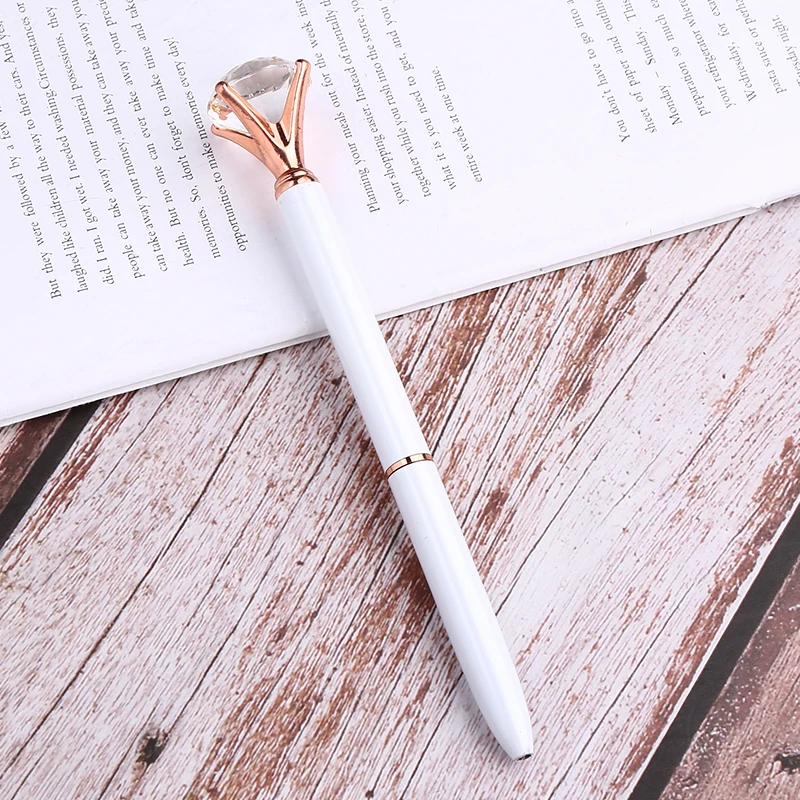 White RoseGold Алмазная шариковая ручка Scepter для школы, персонализированные Кристальные ручки для письма для школы, офиса, стационарная металлическая Роскошная шариковая ручка - Цвет: White RoseGold