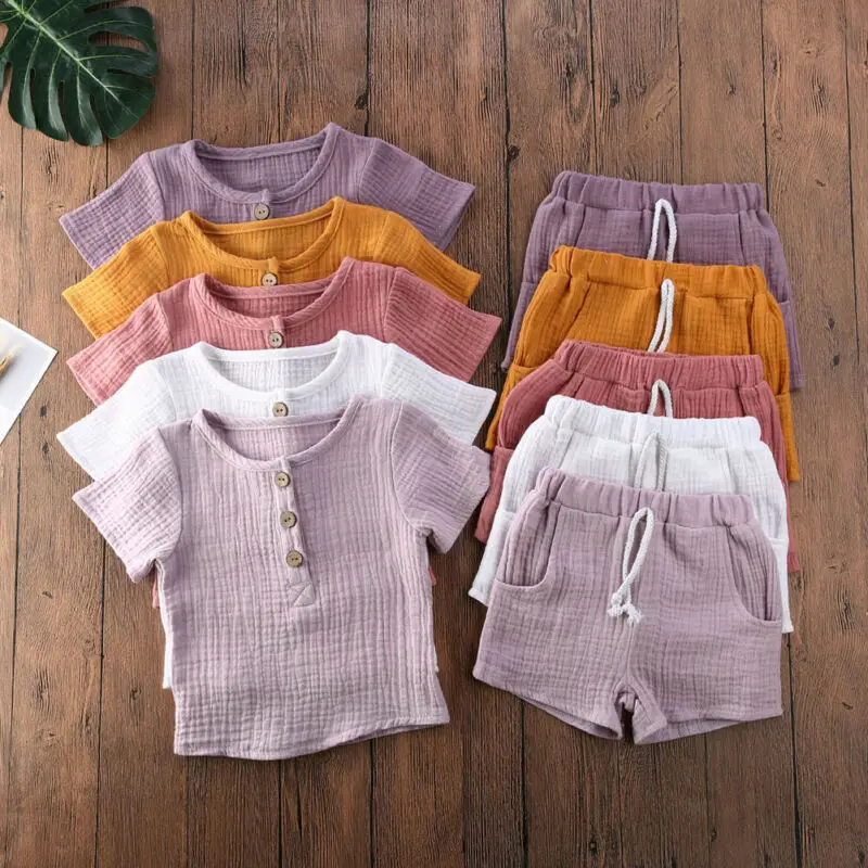 Clothes Sets Toddler Kids Baby Boys Summer Casual Solid Short Sleeve T-shirt Tops&Pants Outfit 2Pcs Set kids clothing set boys clothing set