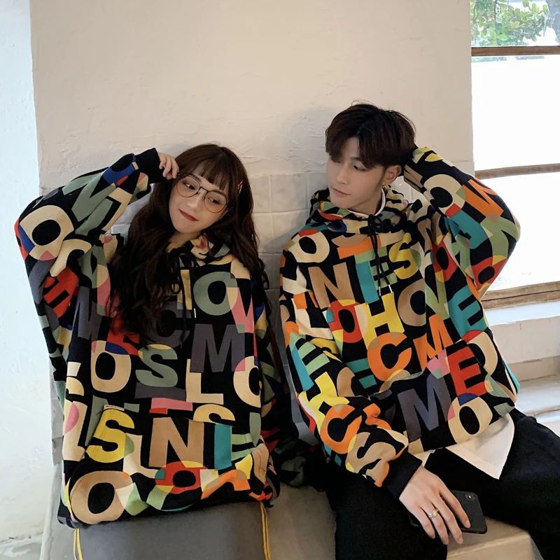 Streetwear2019 осень зима мужские толстовки принт забавные буквы толстовки с капюшоном для мужчин хип-хоп свободные топы негабаритных хип-хоп