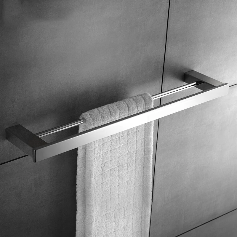 Белый держатель для двух полотенец для ванной комнаты матовый аксессуары для ванной комнаты 304 Нержавеющая сталь настенный держатель полотенец 60 см - Цвет: silver plish