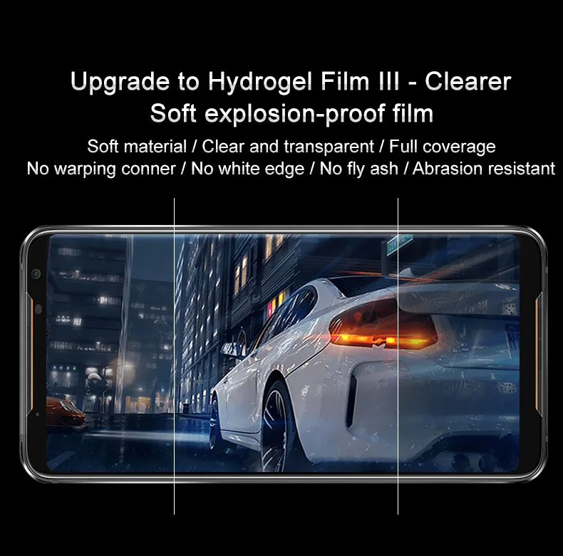 Imak 2 шт Чувствительная прозрачная Гидрогелевая тонкая пленка для Asus ROG Phone II 3D полное покрытие изогнутая мягкая защитная пленка для экрана ROG Phone 2