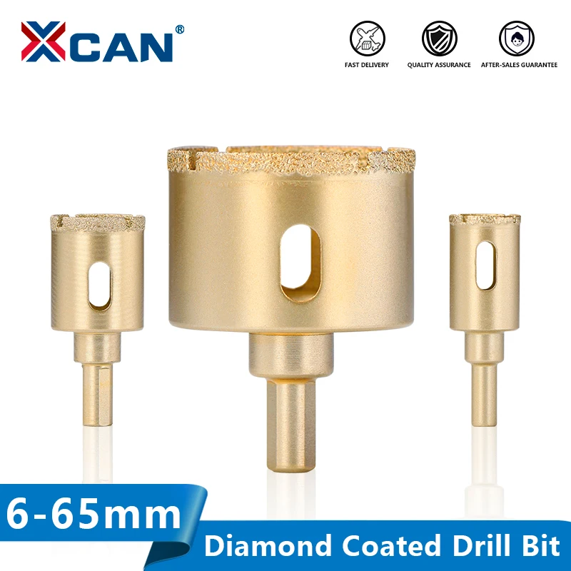 XCAN Diamond Coated Drill Bit 6-65mm Hole Saw Drilling Bits For Glass Ceramic Marble Tile Granite Power Tool Accessories Core Dr